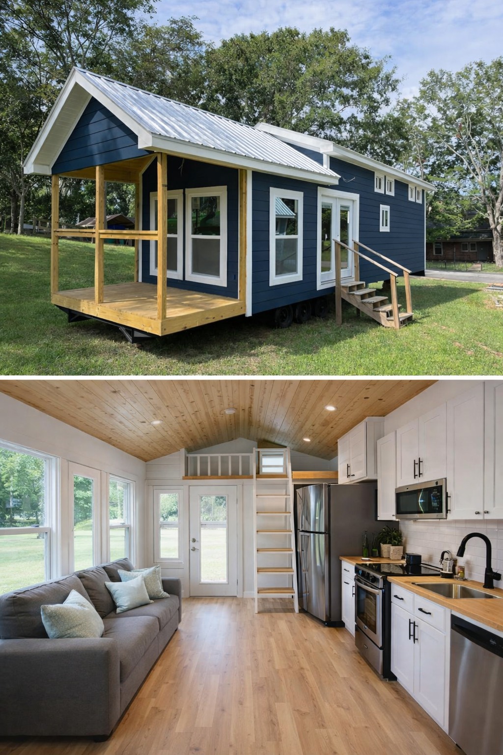 SEO-optimized interior shot of a modern master bedroom in a luxury manufactured home, featuring a plush queen-sized bed with white linens and gray accents, rustic wood-toned nightstands with contemporary lamps, and a stylish ceiling fan; the room is illuminated by natural light from large windows and a unique transom window, showcasing a clean aesthetic with neutral beige walls, soft wall-to-wall carpeting, and white craftsman-style doors that lead to a walk-in closet and a spa-like ensuite bathroom for a premium mobile living experience. Would you like me to write a similar description for the modern living room or the gourmet kitchen images?